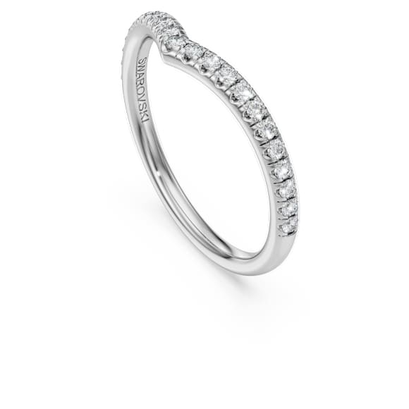 Eternity V-Bandring, Im Labor gezüchtete Diamanten 0,25 ct tw, Runde Form, 18K Weißgold - Swarovski, 5751459