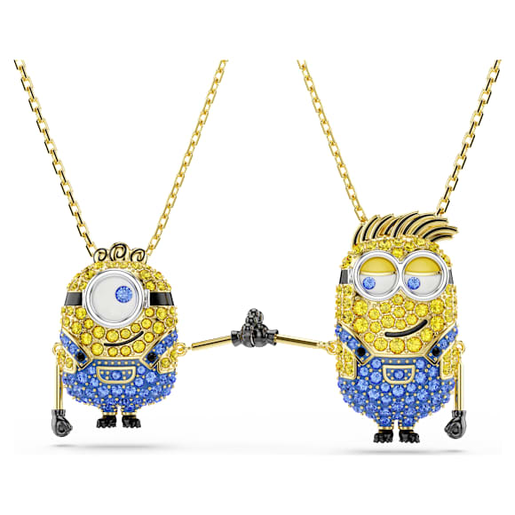 Minions James and Henry set, Pavé, Multicoloured, 18K gold finish