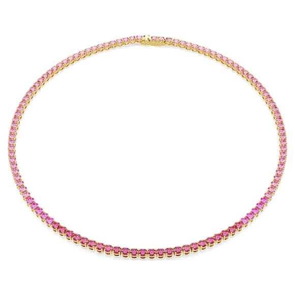 Collana Tennis Matrix, Taglio Round, Rosa, Placcato color oro - Swarovski, 5751762