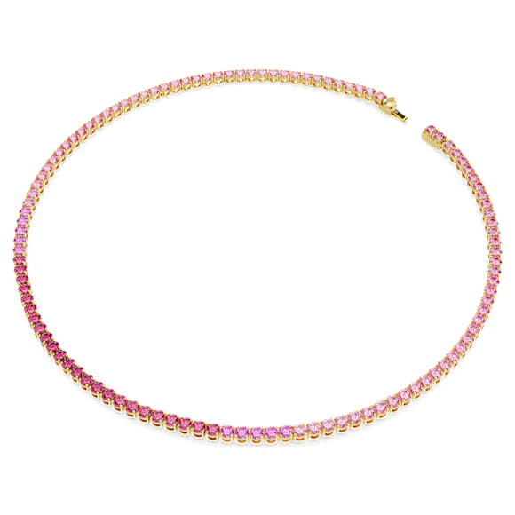 Collier Tennis Matrix, Taille ronde, Rose, Placage de ton or - Swarovski, 5751762