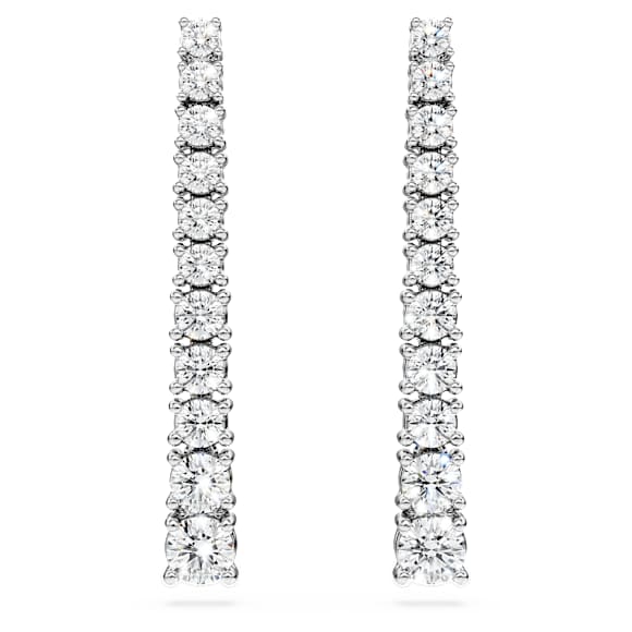 Eternity drop earrings, Lab-grown diamonds 1.3 ct tw, Round shape, 18K white gold - Swarovski, 5752494