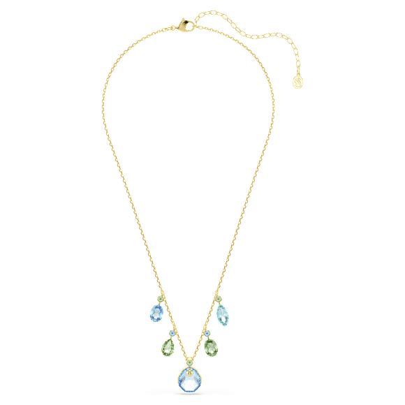 Gema necklace, Mixed cuts, Drop, Multicolored, Gold-tone plated - Swarovski, 5752576