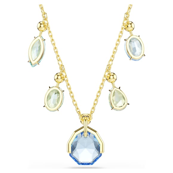 Gema necklace, Mixed cuts, Drop, Multicolored, Gold-tone plated - Swarovski, 5752576