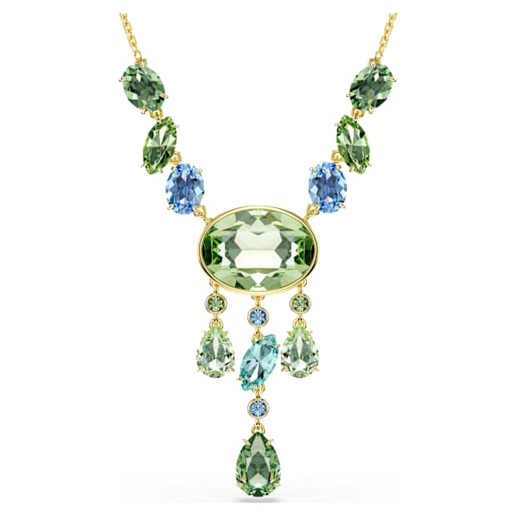Gema Y necklace, Mixed cuts, Multicolored, 18K gold finish - Swarovski, 5752577