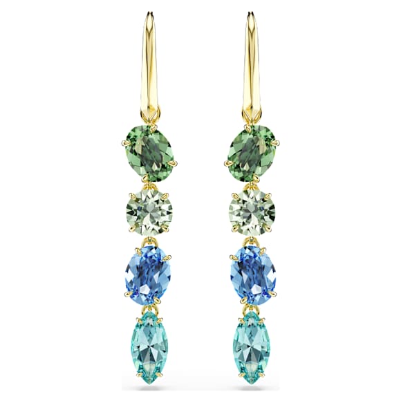 Gema drop earrings, Mixed cuts, Multicolored, Gold-tone plated - Swarovski, 5752579