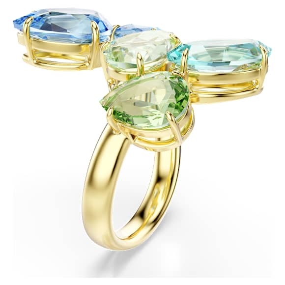 Gema open ring, Mixed cuts, Multicolored, Gold-tone plated - Swarovski, 5752583