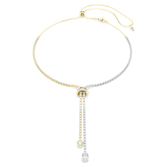 Collana a Y Hyperbola, Taglio Round, Nodo, Bianco, Mix di finiture - Swarovski, 5752854