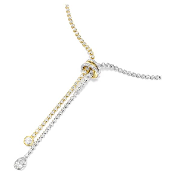 Colier în Y Hyperbola, Tăietură rotundă, Nod, Alb, Finisaj metalic mixt - Swarovski, 5752854