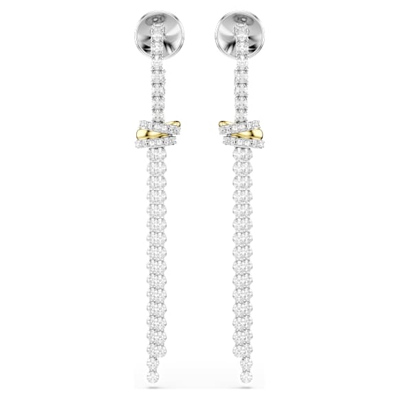 Hyperbola ドロップピアス, ラウンドカット, 結び目, ホワイト, ミックスメタル仕上げ - Swarovski, 5752866