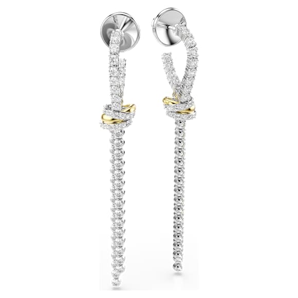 Hyperbola Drop-Ohrhänger, Rundschliff, Knoten, Weiß, Metallmix - Swarovski, 5752866