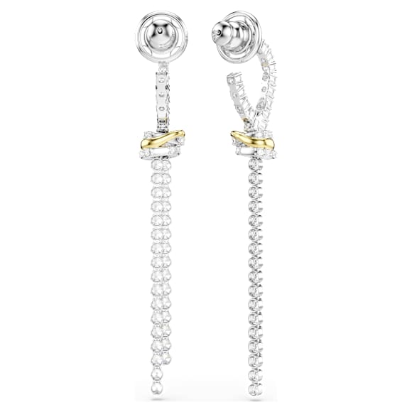 Hyperbola ドロップピアス, ラウンドカット, 結び目, ホワイト, ミックスメタル仕上げ - Swarovski, 5752866