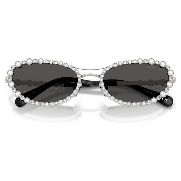 Ochelari de soare, Formă ovală, Clip-on 2 în 1, SK7044, Nuanță argintie - Swarovski, 5752912