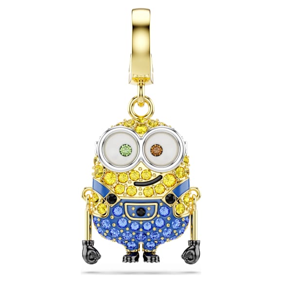 Minions Bob charm, Pavé, Multicoloured, Gold-tone plated - Swarovski, 5753016