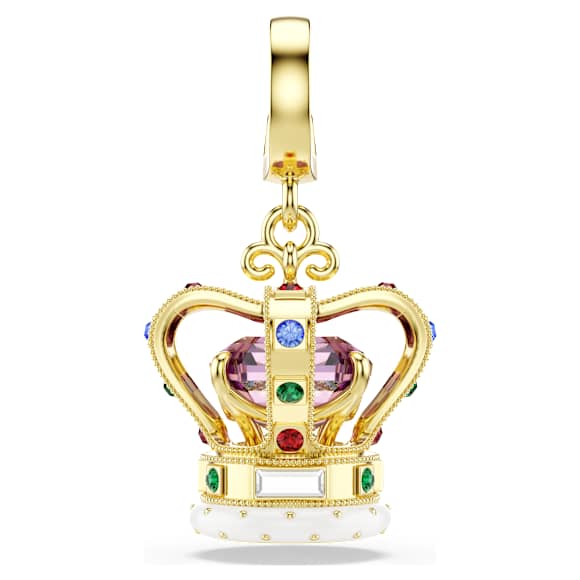 Minions Crown charm, Mixed cuts, Multicoloured, Gold-tone plated - Swarovski, 5753019