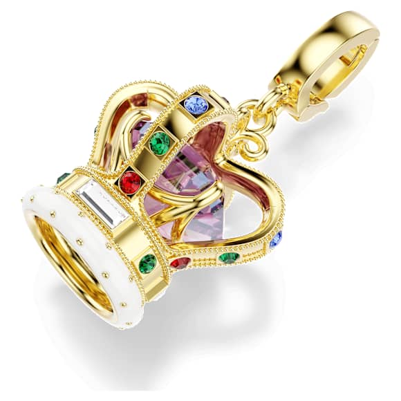 Minions Crown charm, Mixed cuts, Multicolored, 18K gold finish - Swarovski, 5753019
