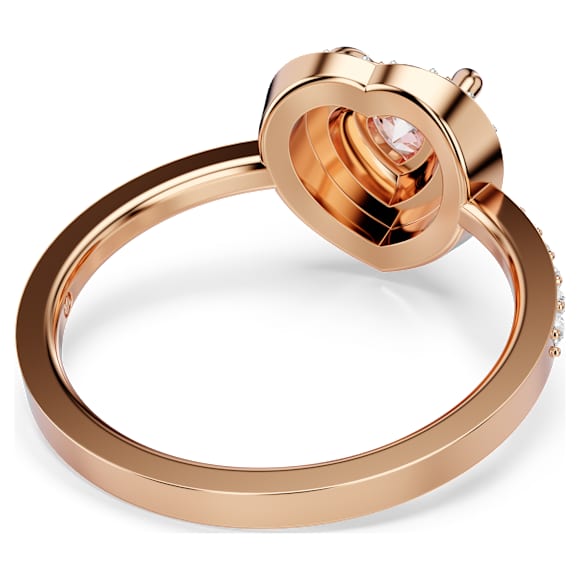 One motif ring, Heart cut, Pavé, Heart, Pink, 18K rose gold finish