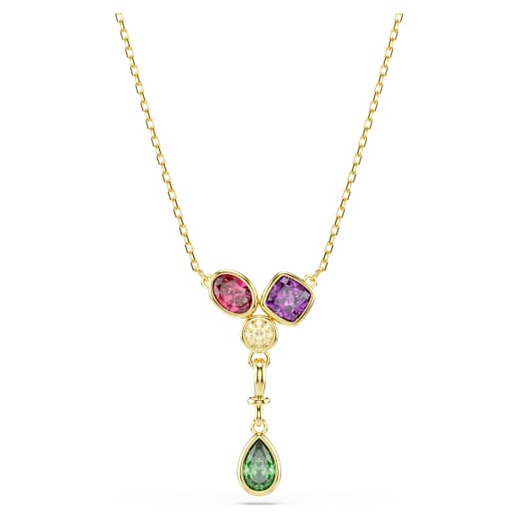 Imber Y pendant, Mixed cuts, Multicolored, 18K gold finish - Swarovski, 5753261
