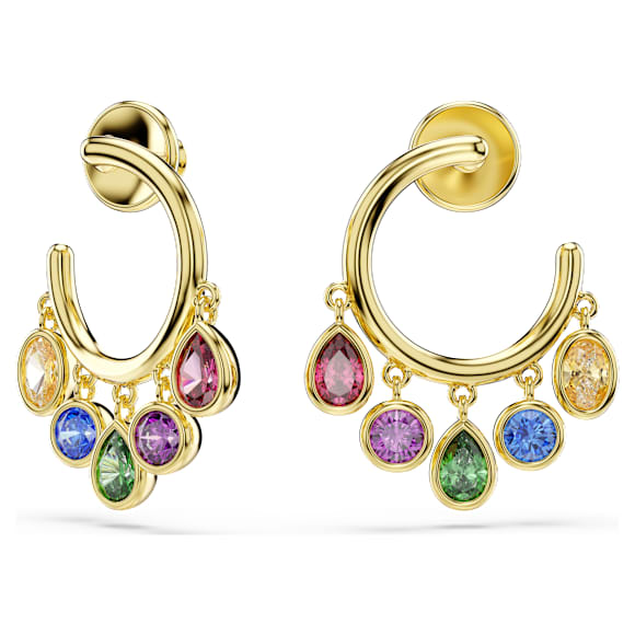 Imber hoop earrings, Mixed cuts, Multicolored, 18K gold finish - Swarovski, 5753263