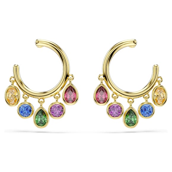Imber hoop earrings, Mixed cuts, Multicolored, 18K gold finish - Swarovski, 5753263