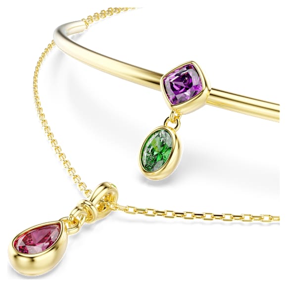 Imber 레이어링 네크리스, 믹스 컷, 멀티컬러, 18K 골드 피니시 - Swarovski, 5753273