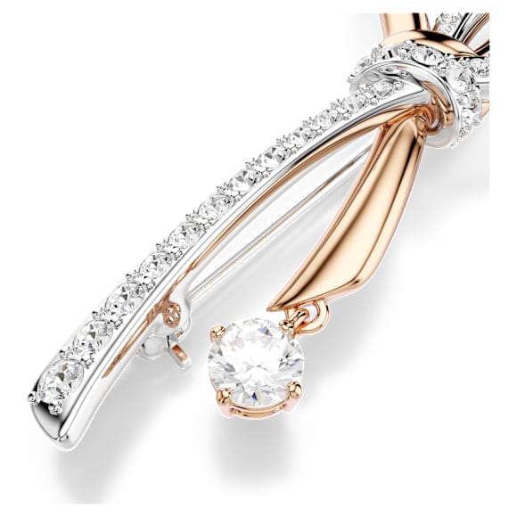 Hyperbola brooch, Mixed cuts, Bow, White, Mixed metal finish - Swarovski, 5753328