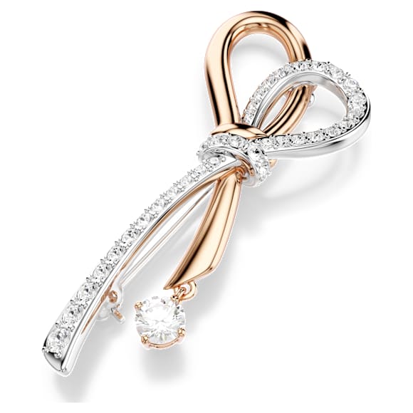 Hyperbola brooch, Mixed cuts, Bow, White, Mixed metal finish - Swarovski, 5753328