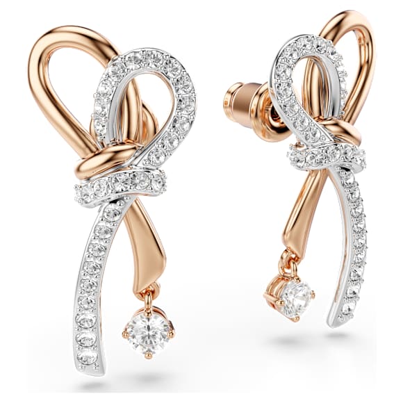 Hyperbola 穿孔耳环, 混合切割, 蝴蝶结, 白色, 混合金属润饰 - Swarovski, 5753331
