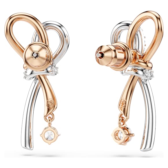 Hyperbola 穿孔耳环, 混合切割, 蝴蝶结, 白色, 混合金属润饰 - Swarovski, 5753331