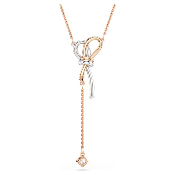 Verižica Hyperbola, Mešani rezi, Pentlja, Bela, Prevleka iz mešanih kovin - Swarovski, 5753336