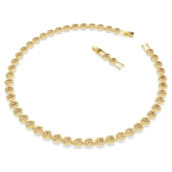 Una Angelic necklace, Round cut, Caramel, Gold-tone plated - Swarovski, 5753339