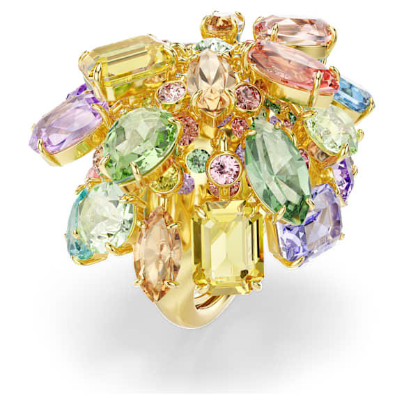 Gema 칵테일 링, 믹스 컷, 멀티컬러, 18K 골드 피니시 - Swarovski, 5753503