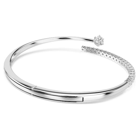 Matrix bangle, Round cut, White, Rhodium plated - Swarovski, 5753569