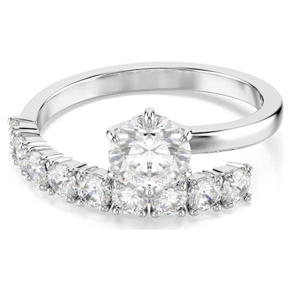 Matrix Öppen ring, Rundslipad, Vit, Rodiumpläterad - Swarovski, 5753575