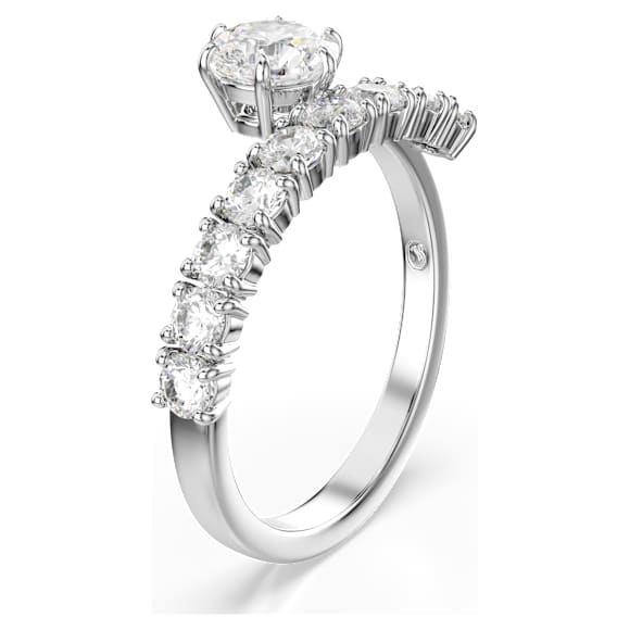 Matrix Öppen ring, Rundslipad, Vit, Rodiumpläterad - Swarovski, 5753575