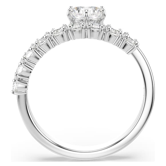 Matrix Öppen ring, Rundslipad, Vit, Rodiumpläterad - Swarovski, 5753575