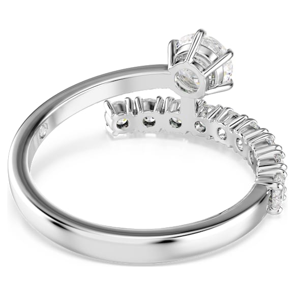 Matrix Öppen ring, Rundslipad, Vit, Rodiumpläterad - Swarovski, 5753575