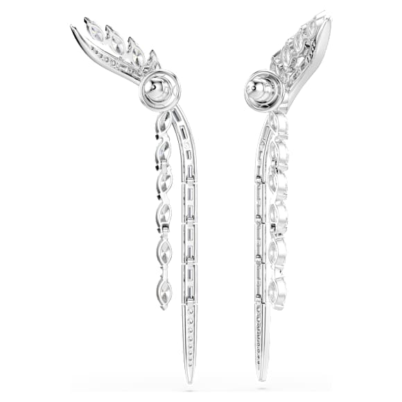 Mesmera 穿孔耳環, 混合式切割, 白色, 鍍白金色 - Swarovski, 5753675