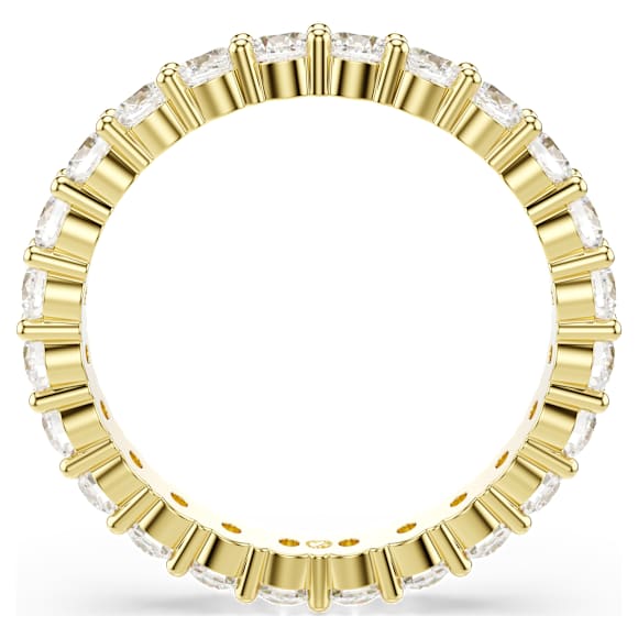 Matrix Vittore 環戒, 圓形切割, 白色, 鍍金（金色飾面） - Swarovski, 5753849