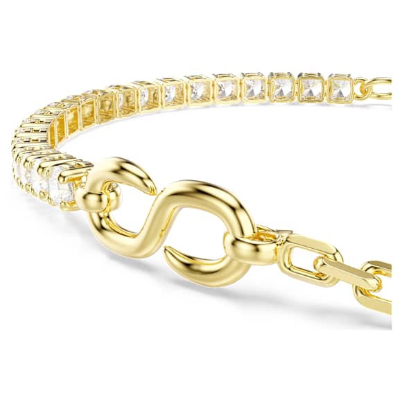 Matrix bracelet, Round cut, White, 18K gold finish - Swarovski, 5753925