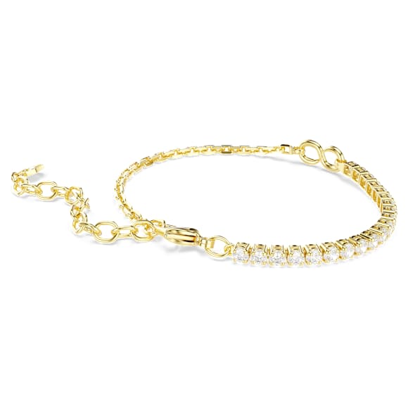 Pulsera Matrix, Talla redonda, Blanca, Acabado en oro de 18 quilates - Swarovski, 5753925
