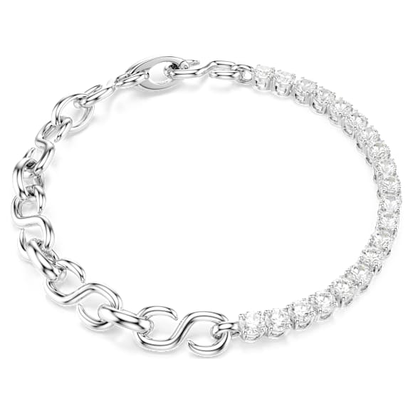 Zapestnica Matrix, Okrogli rez, Bela, Prevleka iz rodija - Swarovski, 5753926