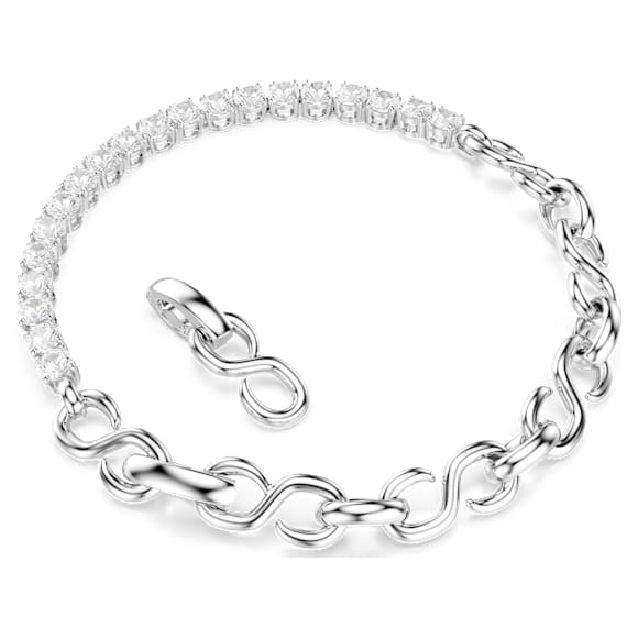 Matrix bracelet, Round cut, White, Rhodium plated - Swarovski, 5753926