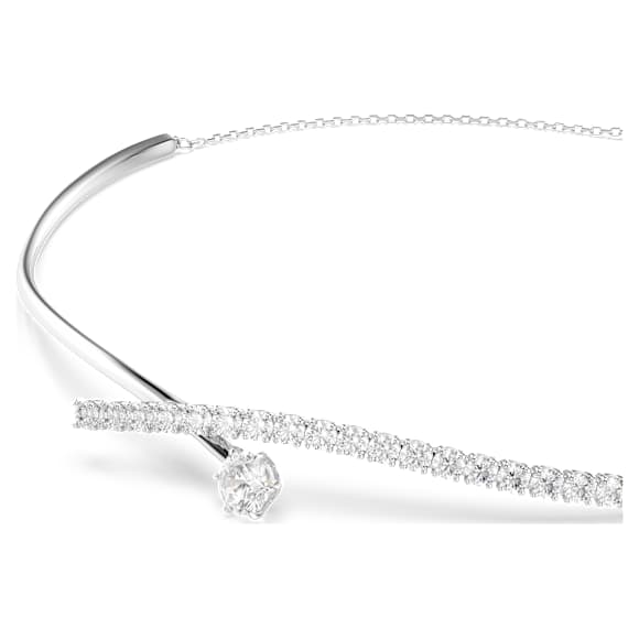 Matrix ketting, Ronde slijpvorm, Wit, Rodium toplaag - Swarovski, 5754020