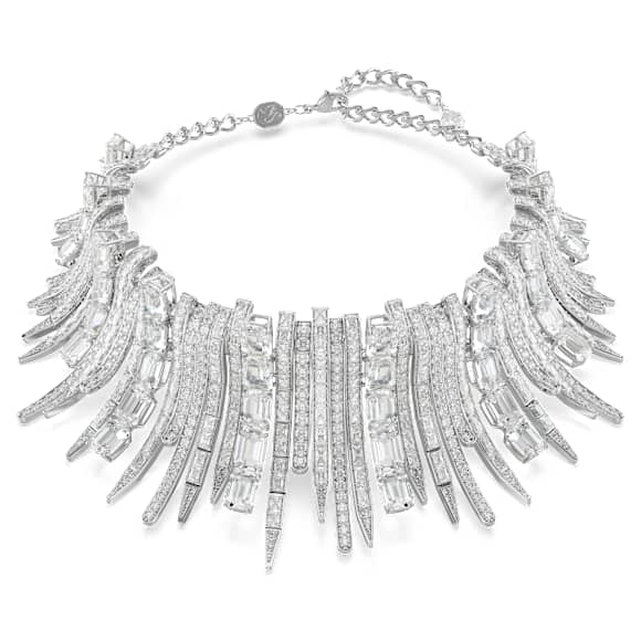 Choker Vienna, Tăieturi mixte, Alb, Placat cu rodiu - Swarovski, 5754021