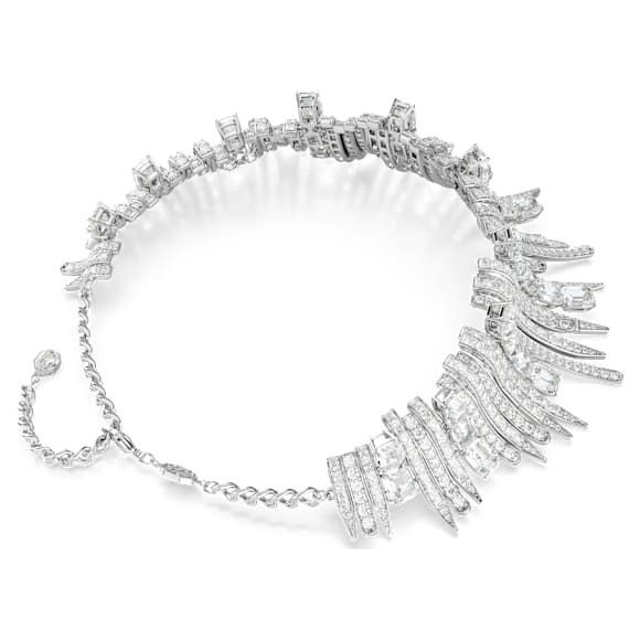 Choker Vienna, Tăieturi mixte, Alb, Placat cu rodiu - Swarovski, 5754021