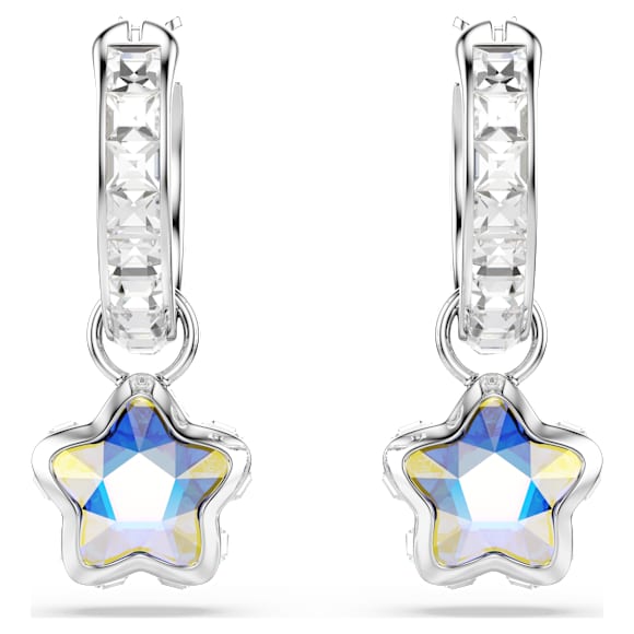 Viseči uhani Chroma, Mešani rezi, Zvezda, Beli, Prevleka iz rodija - Swarovski, 5754172