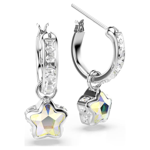 Pendientes Chroma, Tallas mixtas, Estrella, Blancos, Baño de rodio - Swarovski, 5754172