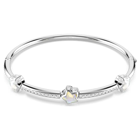 Pevný náramek Chroma, Různé výbrusy, Hvězda, Bílý, Pokoveno rhodiem - Swarovski, 5754178