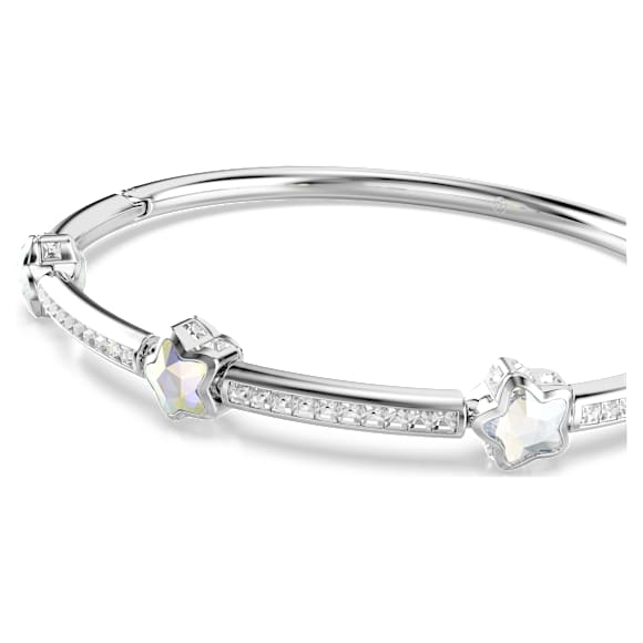 Chroma bangle, Mixed cuts, Star, White, Rhodium plated - Swarovski, 5754178