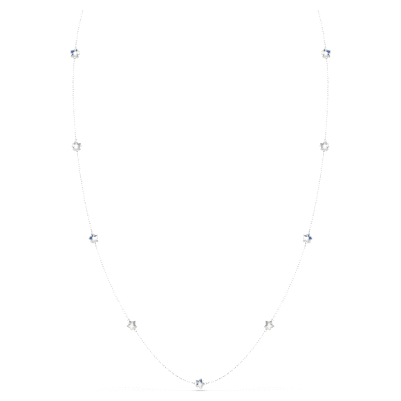 Šňůrkový náhrdelník Chroma, Hvězda, Bílý, Pokoveno rhodiem - Swarovski, 5754181